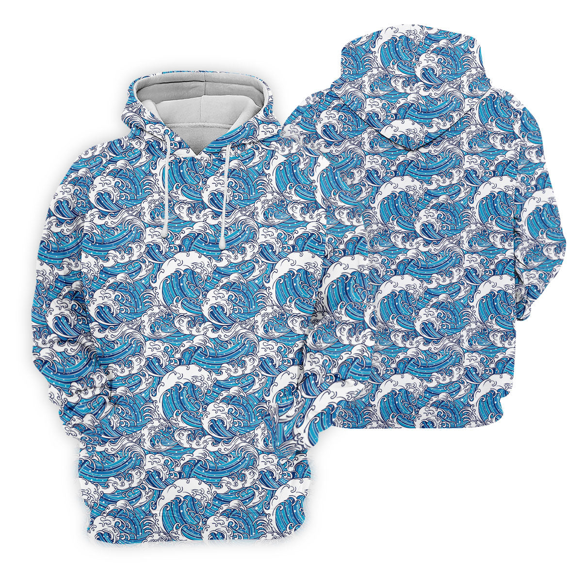 Blue Ocean Wave Pattern Golf Shirt, Hawaiian Golf Shirt, Mens Golf Shirts, Golf Apparel For Men