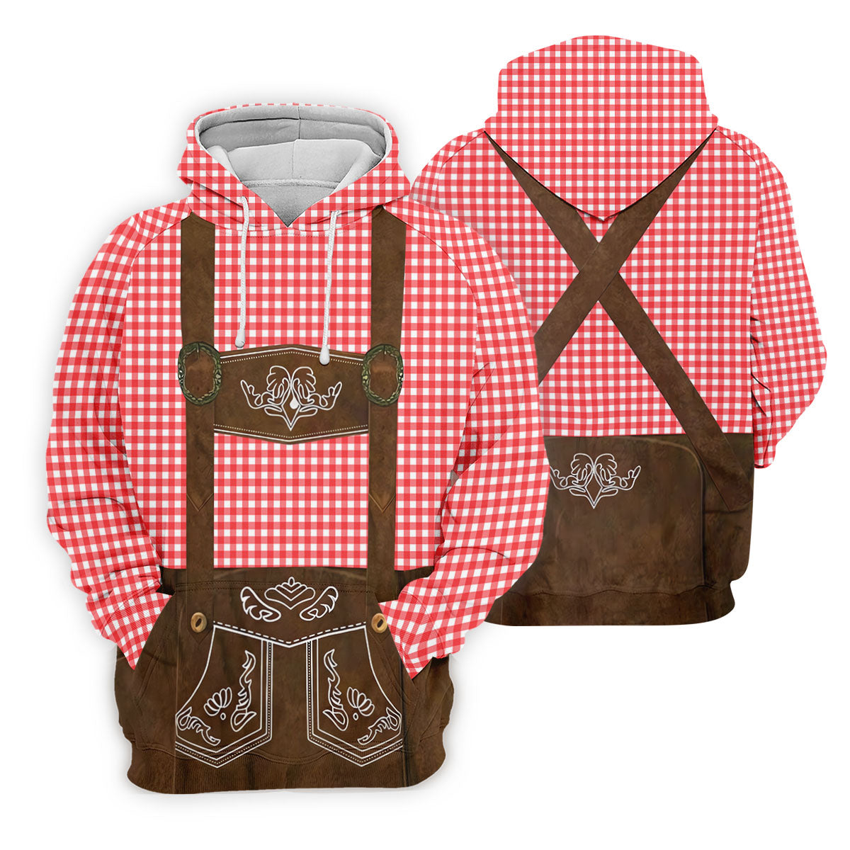 Women's Red Oktoberfest Lederhosen Illusion Sleeveless Golf Polo, Golf Shirts For Women, Women's Golf Apparel