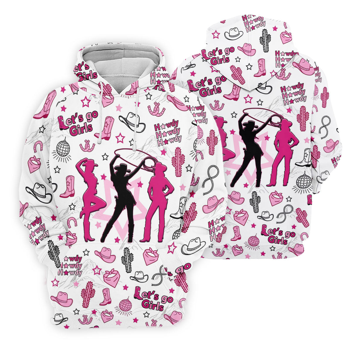 Pink Black Three Cowgirls Western Golf Polo Shirt, Mens Golf Polo, Golf Shirts For Men