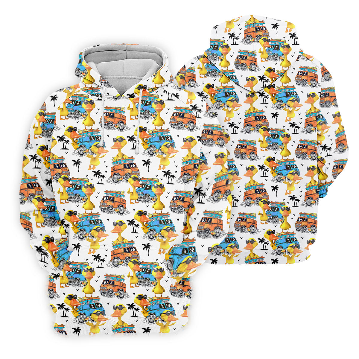 Cool Duck Surf Van Beach Golf Shirt, Women’s Golf Polo, Ladies Golf Tops, Printed Golf Shirt
