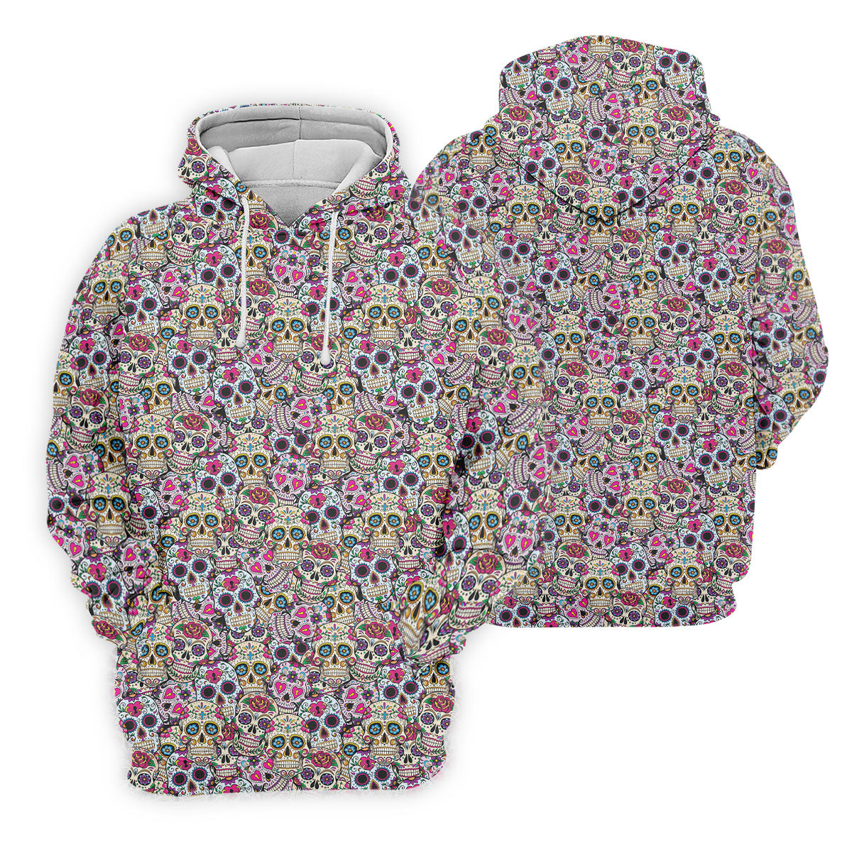 Colorful Sugar Skull Floral Golf Polo Shirt, Hawaiian Golf Shirt, Golf Polo Shirts For Men