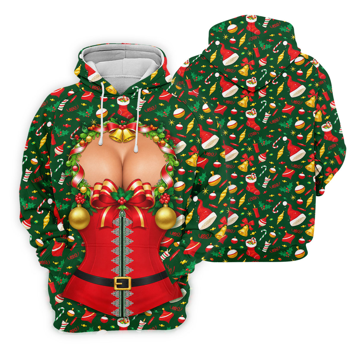 Festive Christmas Corset Bow Golf Polo Shirt, Christmas Golf Shirt, Mens Golf Apparel