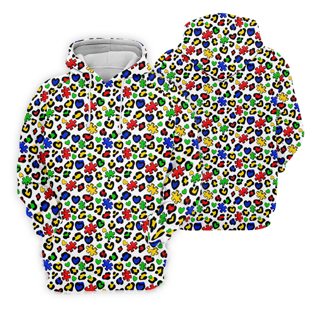 Autism Awareness Color Leopard Pattern White Golf Shirt, Women's Golf Tops, Ladies Golf Shirts, Ladies Golf Polos