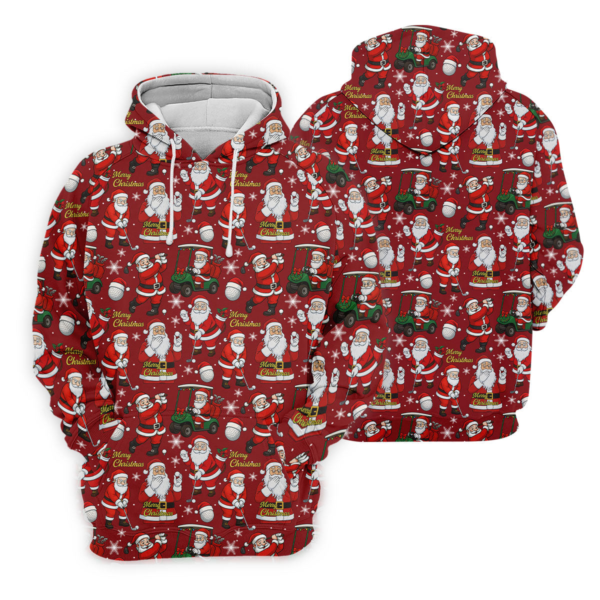 Funny Santa Golfing Christmas Polo Shirts, Christmas Golf Shirt, Polo Shirts For Men, Golf Gift For Men