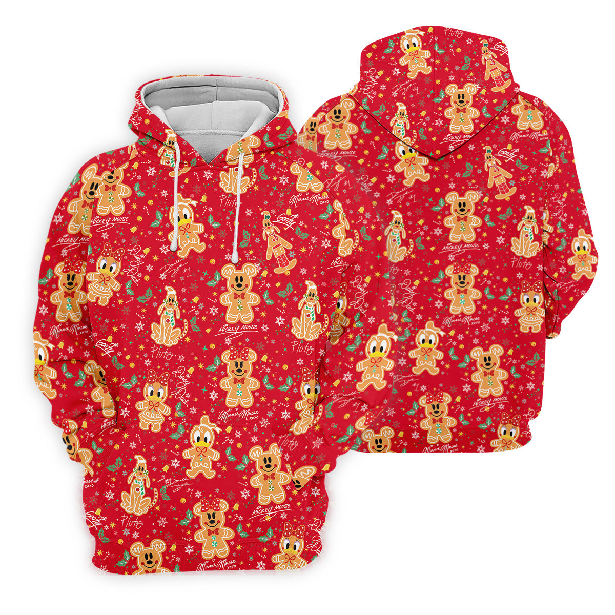 Cute Gingerbread Classic Cartoon Characters Christmas Golf Shirt, Fun Golf Shirts For Men, Golf Gift For Men