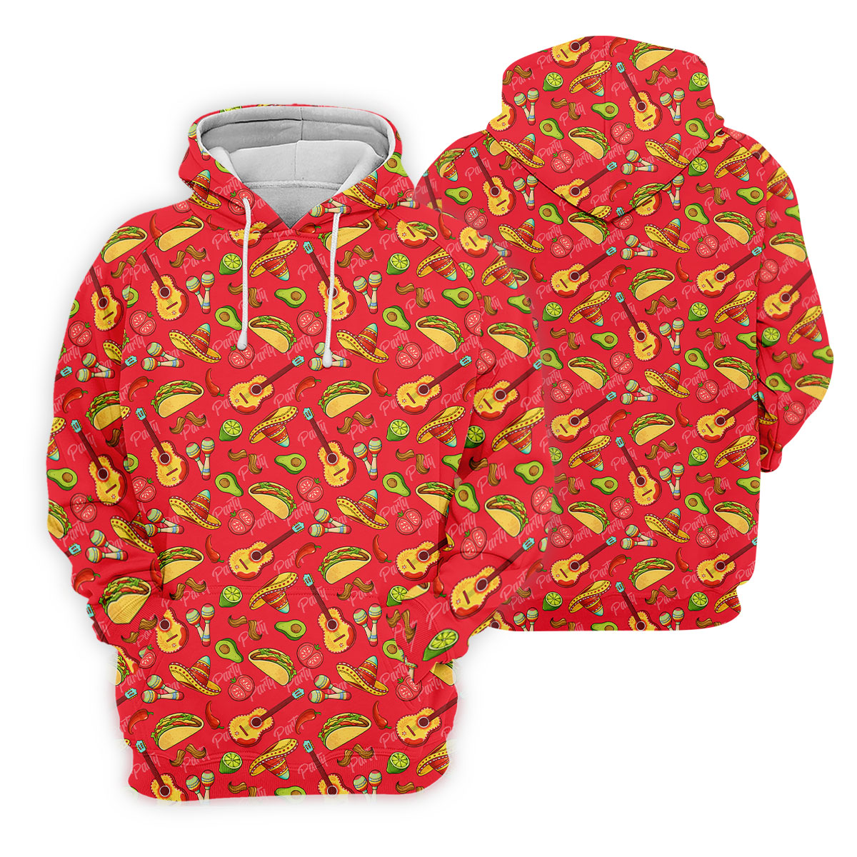 Mexican Party Seamless Pattern Red Ladies Golf Tops, Cinco De Mayo Celebration Golf Shirt For Women