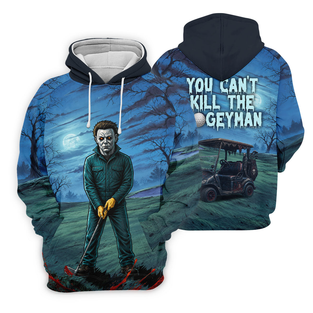 You Cant Kill The Bogeyman Horror Character Golf Polo Shirt, Halloween Golf Shirt, Mens Golf Shirts