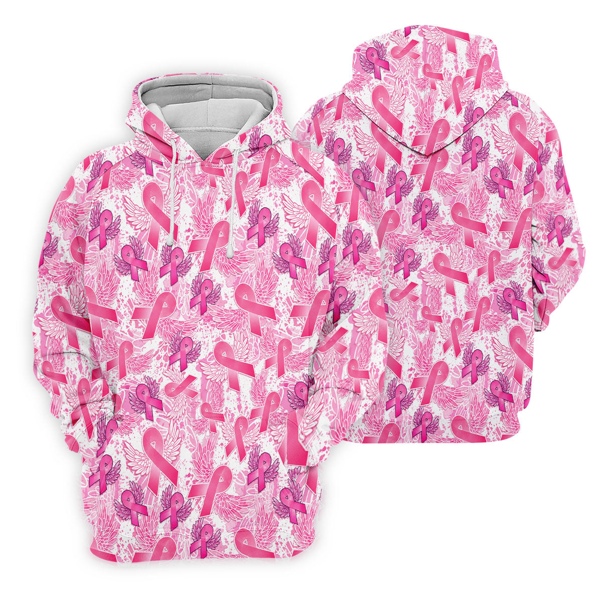 Breast Cancer Pink Ribbon Angel Wings Polo Shirt, Men's Golf Shirt, Golf Apparel For Men