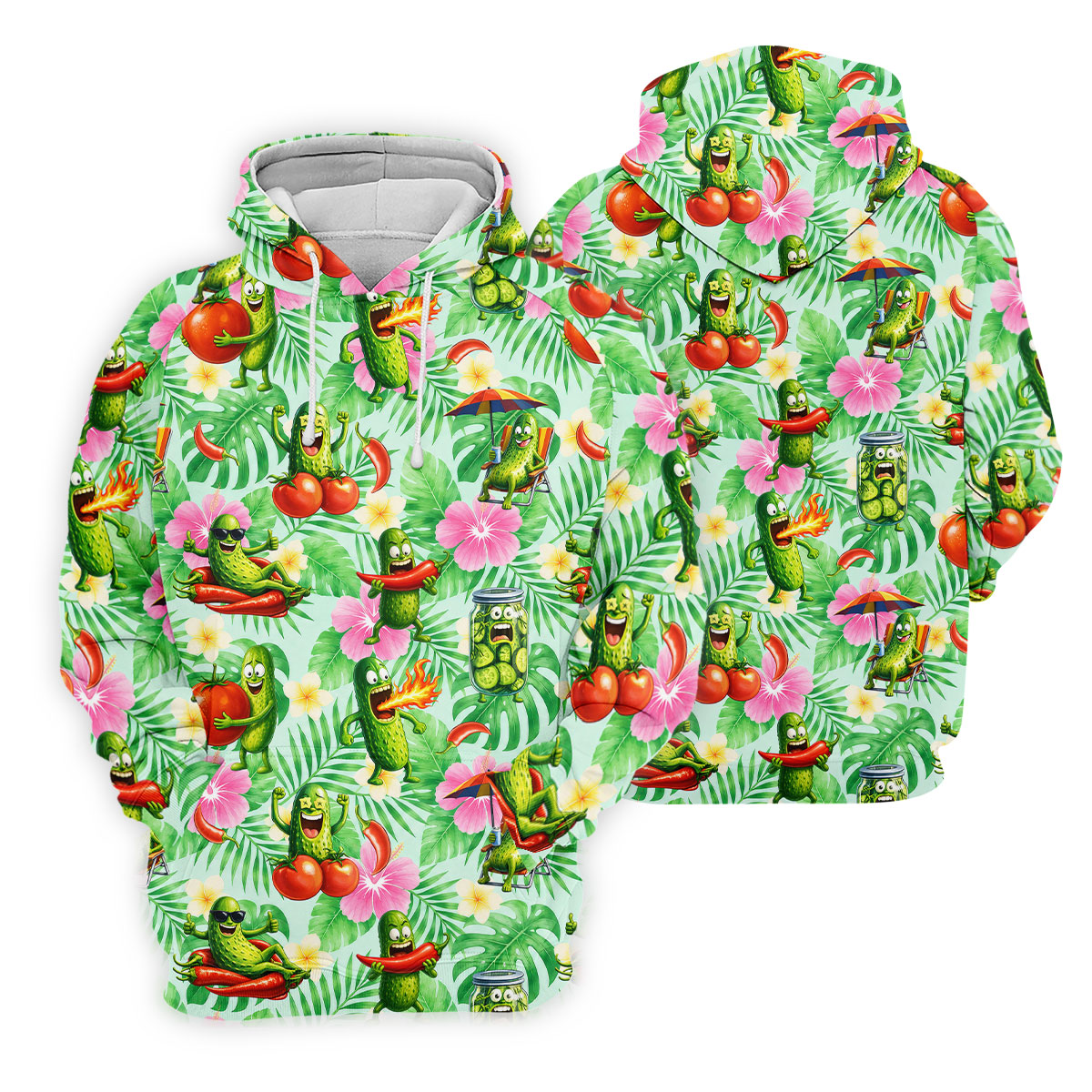 Funny Pickle Tomato Chili Tropical Hawaiian Golf Shirt, Mens Golf Polo, Printed Golf Shirts