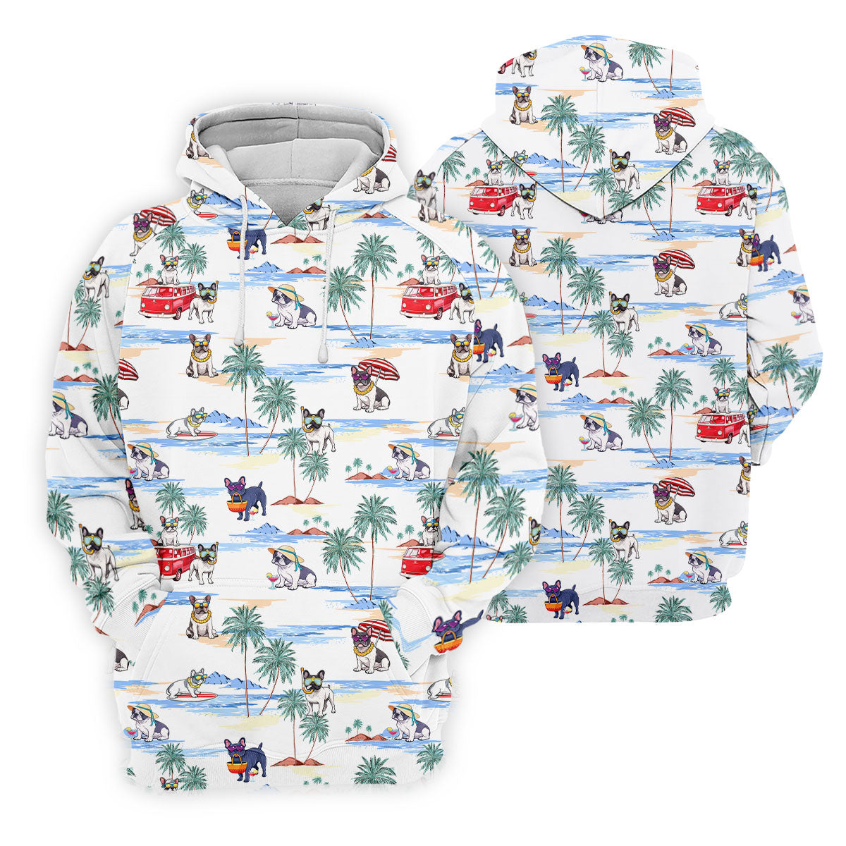 French Bulldog Beach Vacation Hawaiian Golf Polo Shirt, Ladies Golf Tops, Golf Polo For Women