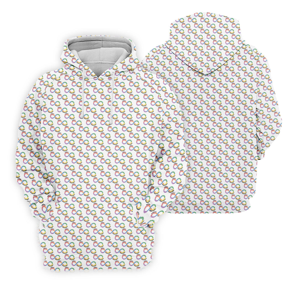 Embrace Neurodiversity Rainbow Infinity Symbol Autism Awareness White Golf Shirt, Golf Shirts For Men