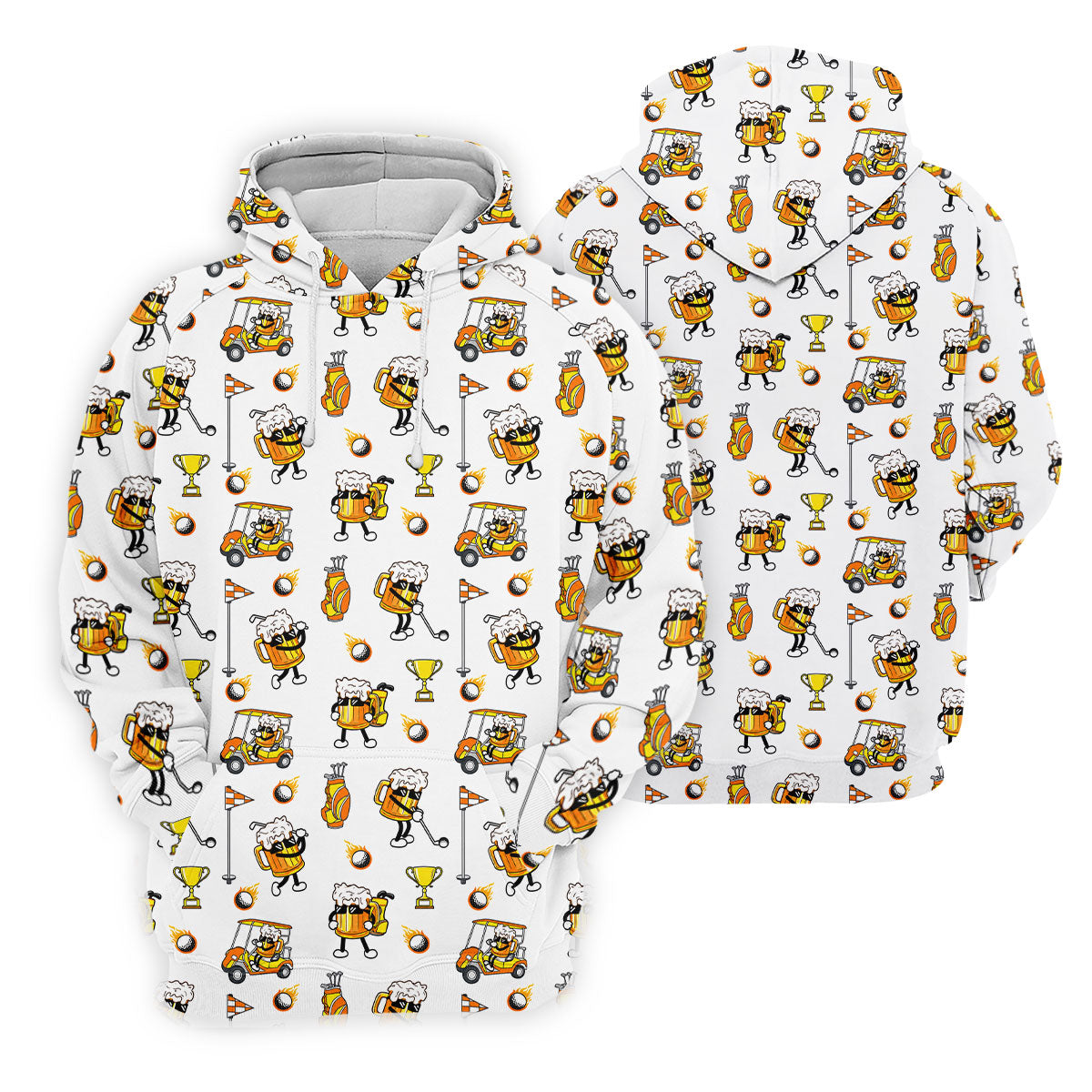 Funny Beer Mug Golfer Pattern Golf Polo Shirt, Mens Golf Polo, Golf Apparel For Men