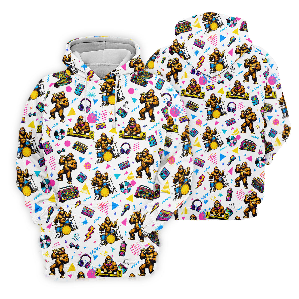 Bigfoot Party Memphis Pattern Retro Golf Shirt, Hawaiian Golf Shirt, Polo Shirts For Men
