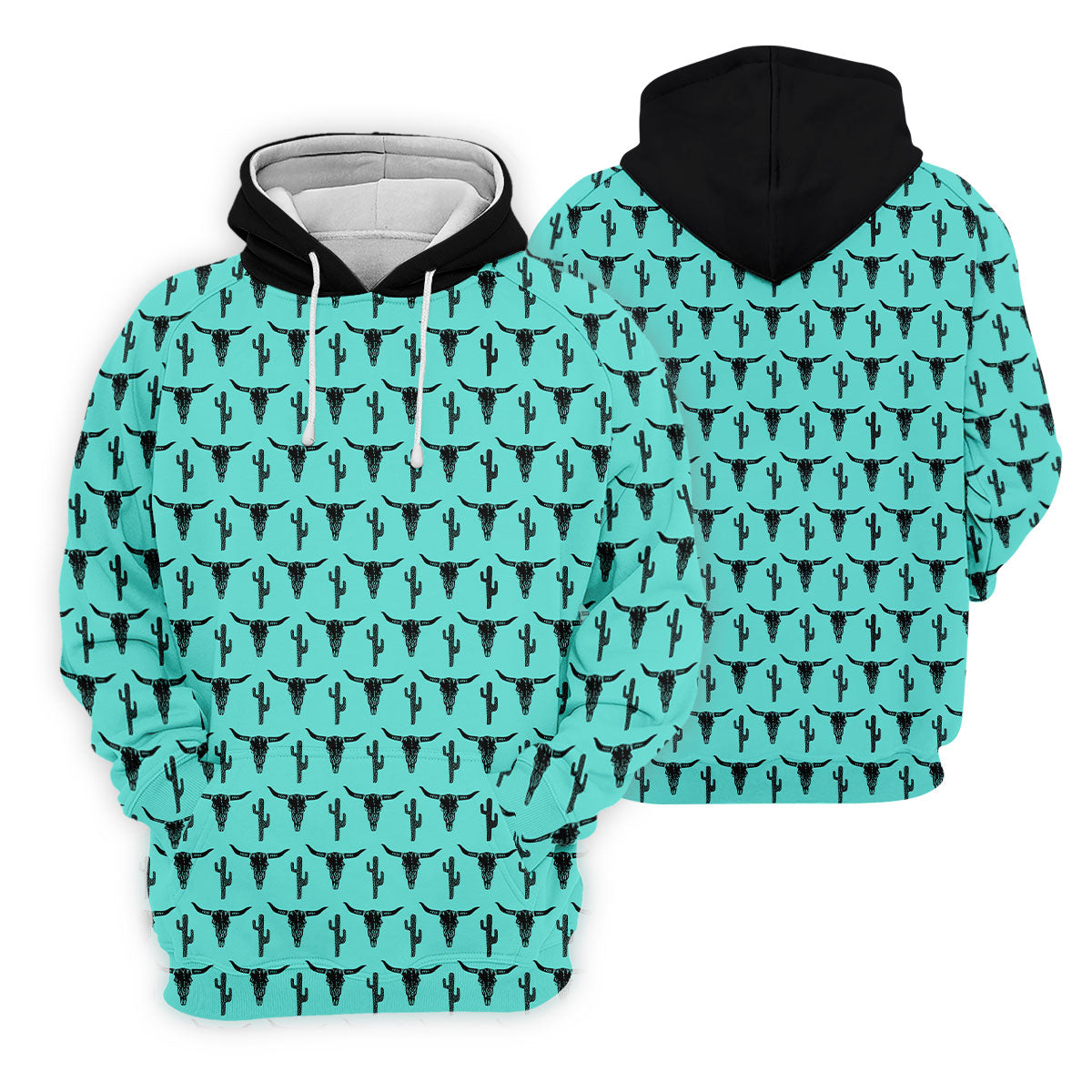 Longhorn Cow Skull Western Theme Peacock Blue Golf Tops For Men, Polo Shirts For Men, Golf Shirts For Men
