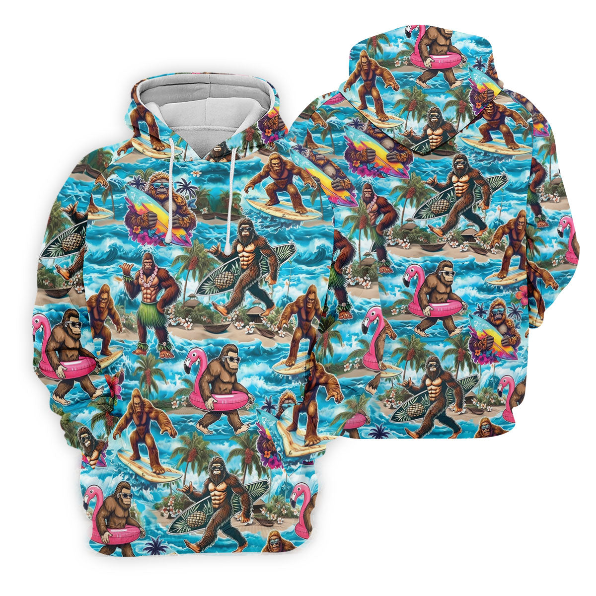 Funny Bigfoot Hawaiian Golf Shirt, Beach Theme Men's Golf Shirt, Polo Shirts For Men