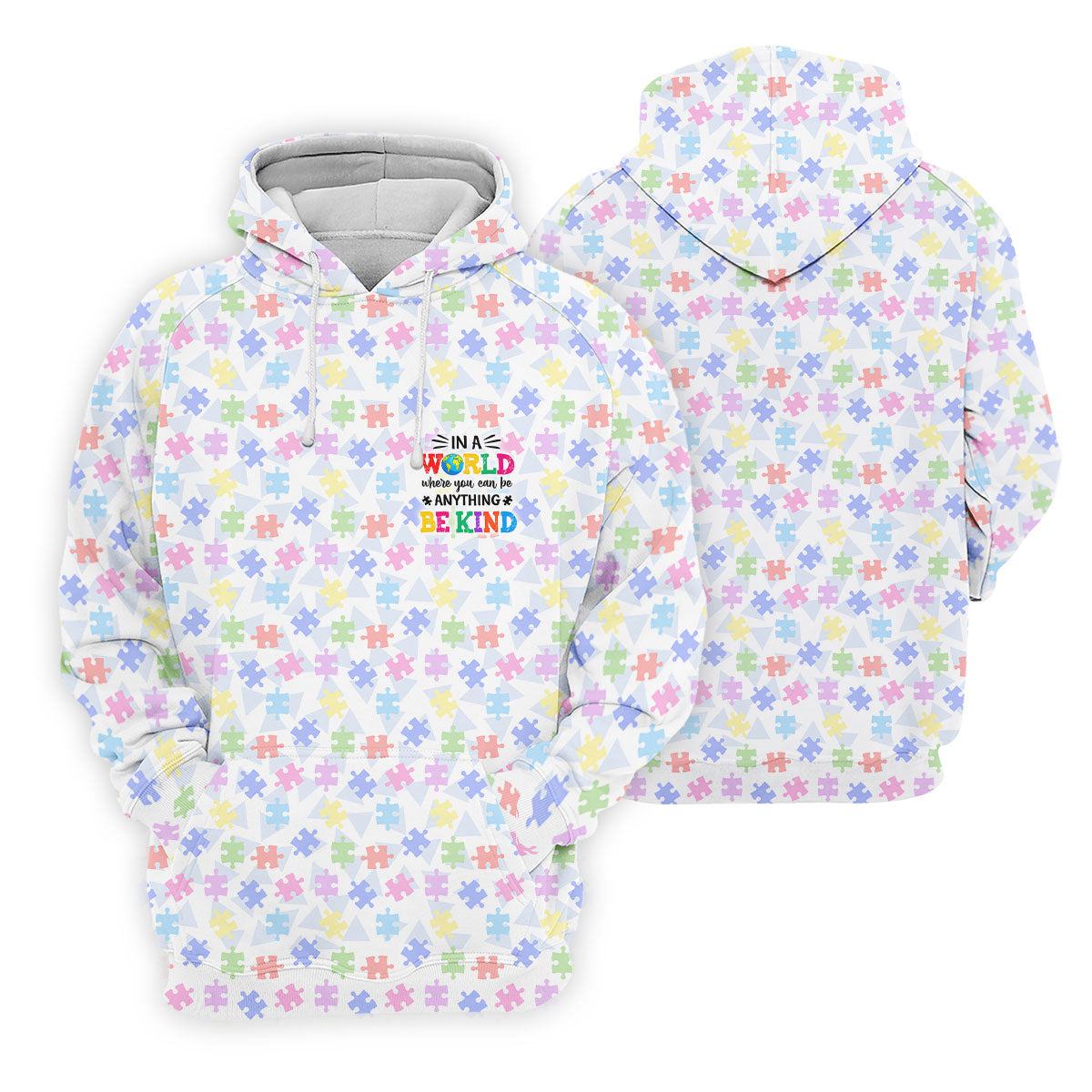 In A World Where You Can Be Anything Be Kind Autism Puzzle Golf Shirts For Men, Polo Shirts For Men
