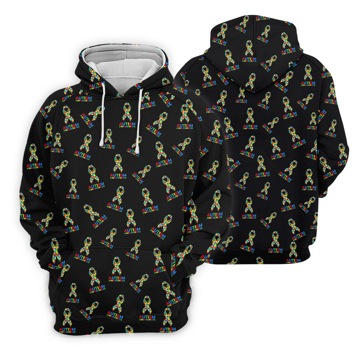 Autism Awareness Colors Autism Ribbon Black Golf Shirt, Golf Tops For Men, Golf Shirts For Men