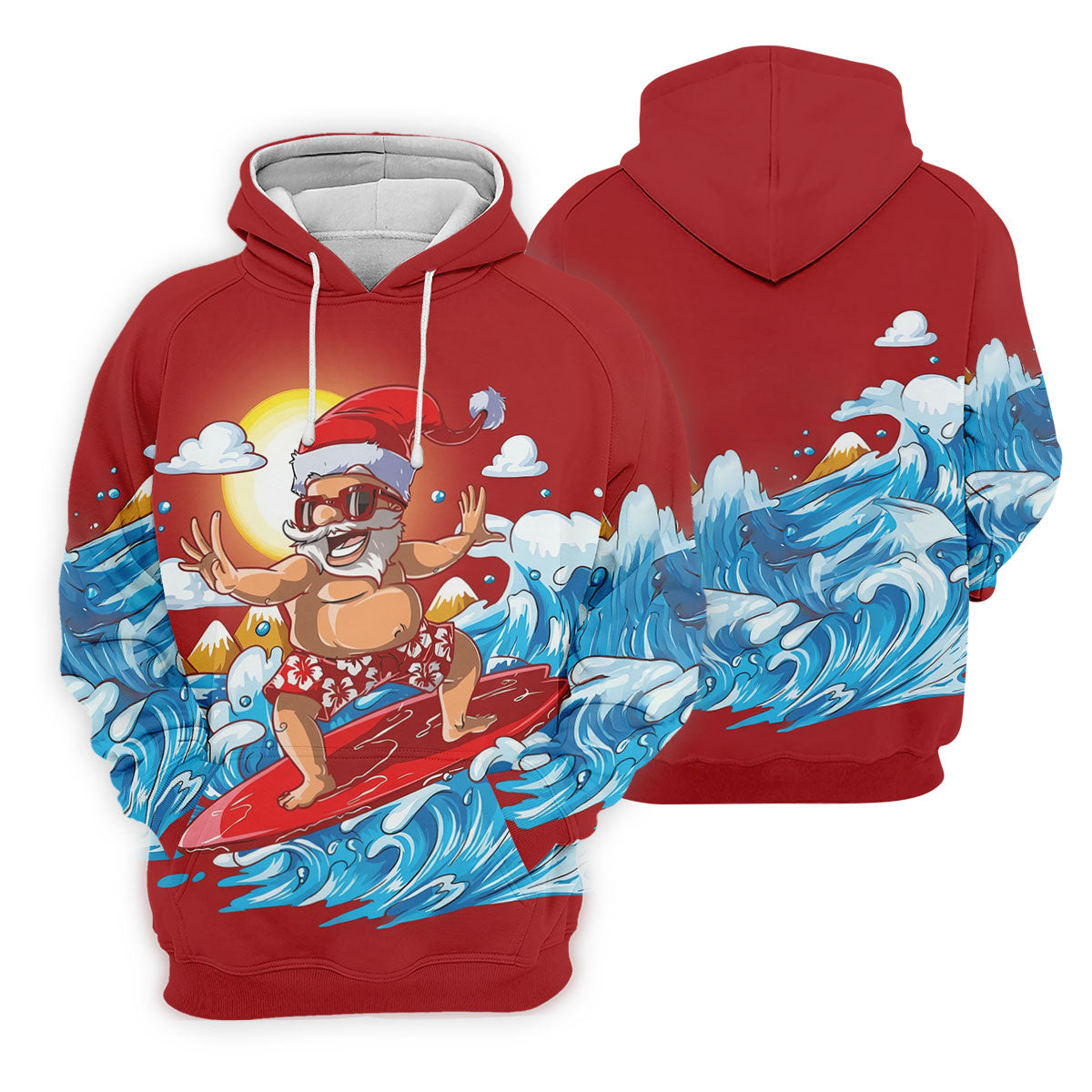Women's Funny Santa Surfing Golf Shirt, Christmas Golf Shirt, Women’s Golf Apparel