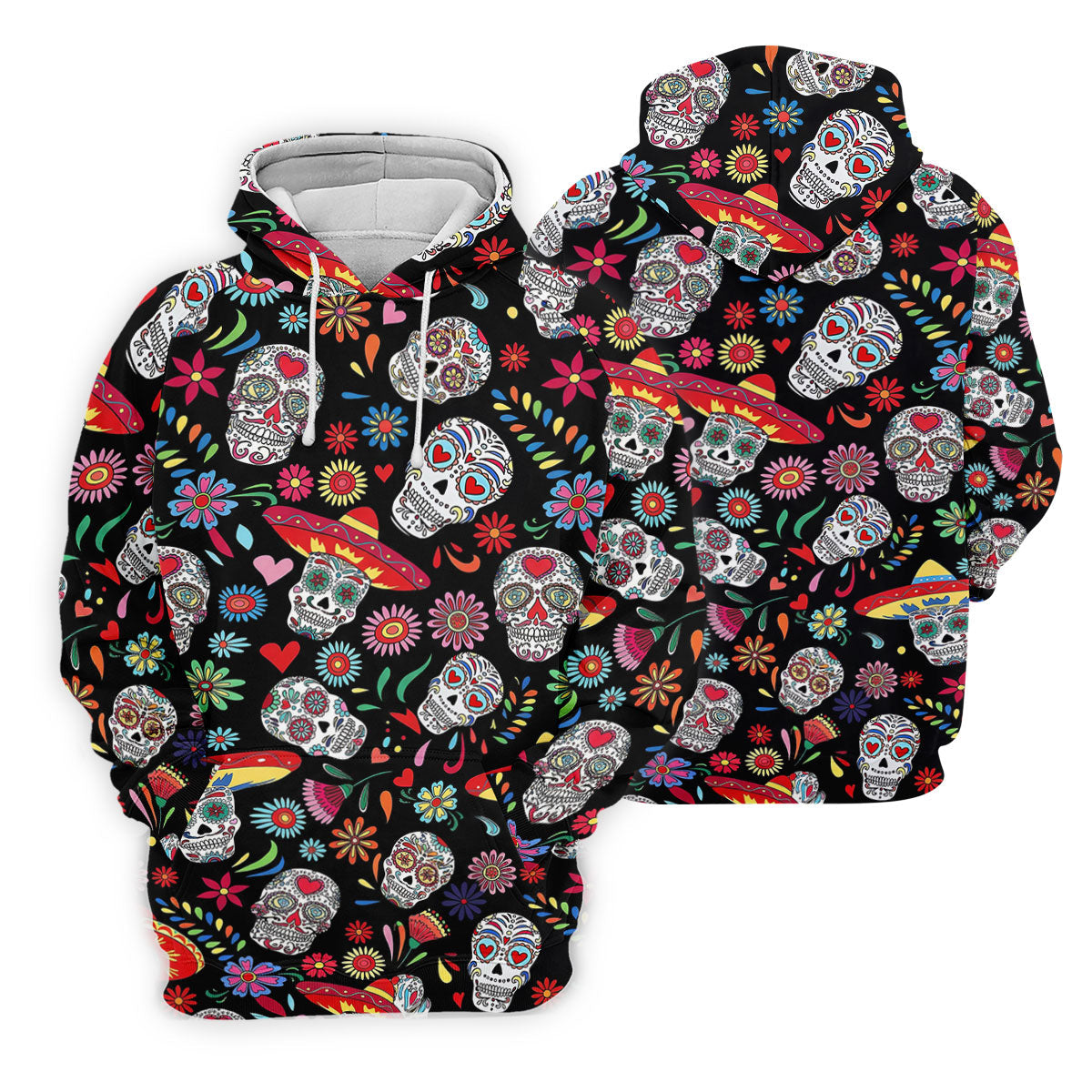 Day Of The Dead FLoral Sugar Skull Cinco De Mayo Celebration Fiesta Themed Golf Shirts For Men