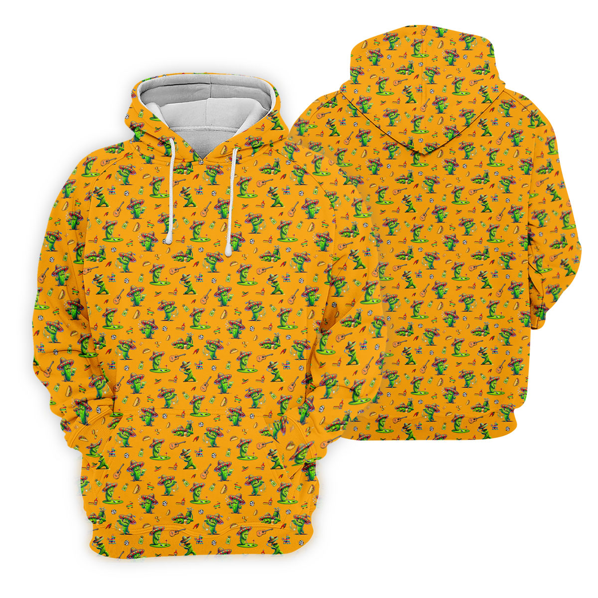 Cartoon Mustach Funny Cactus Cinco De Mayo Celebration Fiesta Themed Orange Golf Shirt For Women