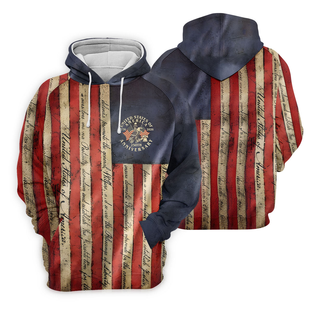 USA 250th Anniversary Distressed Flag Patriotic Golf Shirt, 4th Of July Golf Shirts For Men