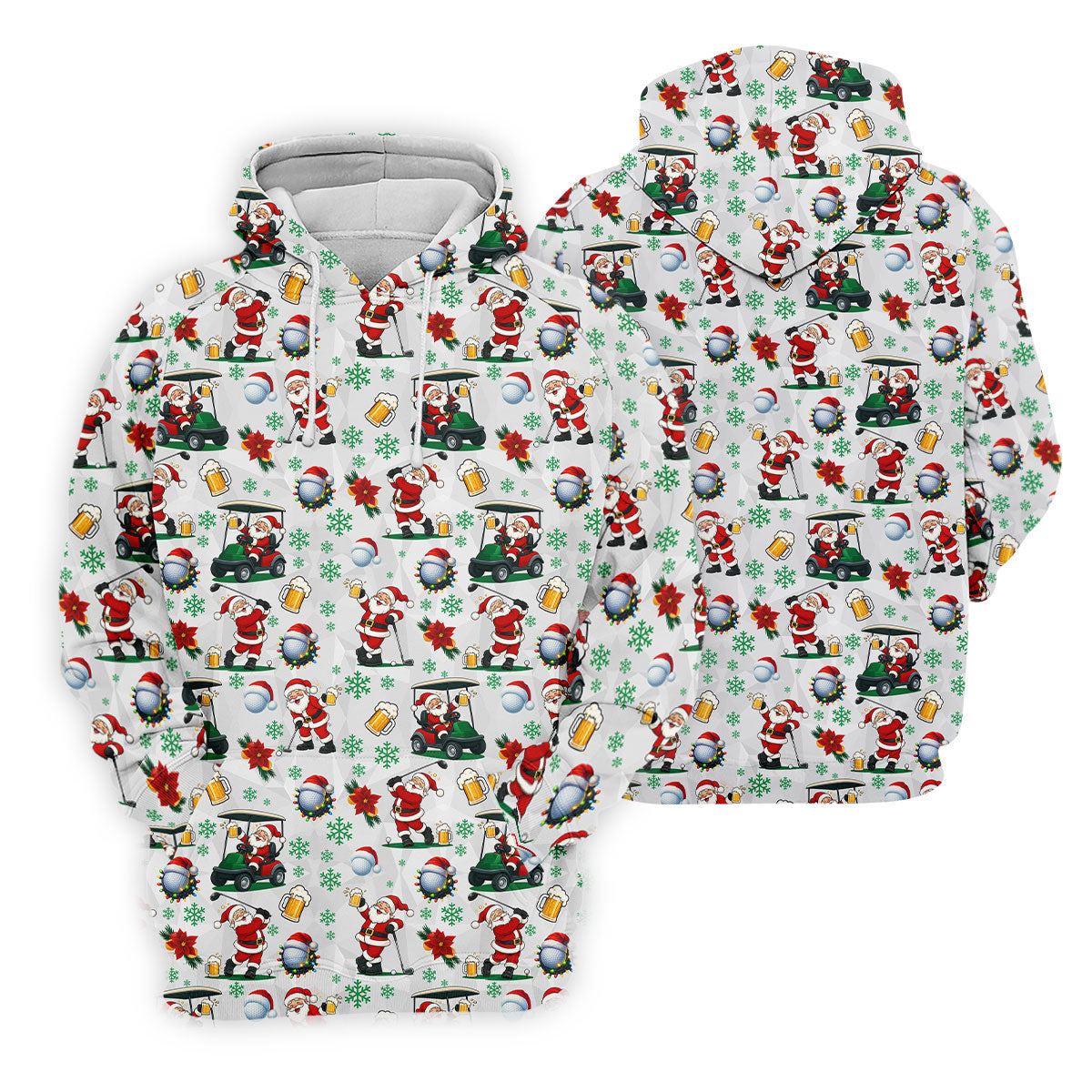 Santa Beer Christmas Golf Polo Shirt, Christmas Golf Shirt, Mens Golf Polo Shirt