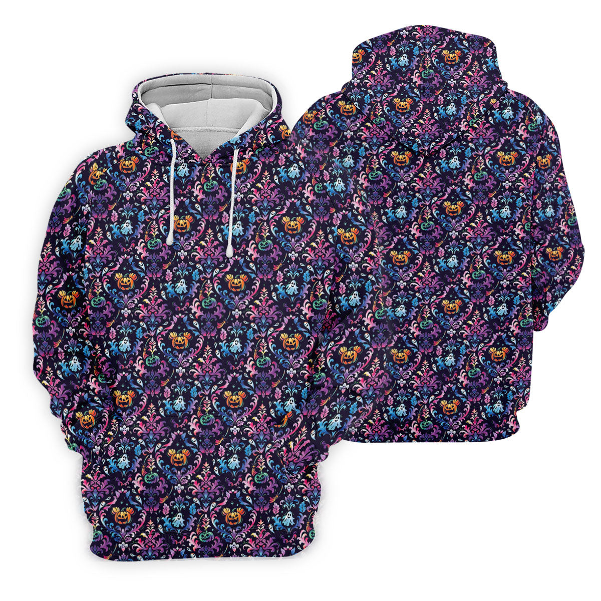 Colorful Ghost Pumpkin Floral Halloween Polo Shirt, Mens Golf Polo, Printed Golf Shirts