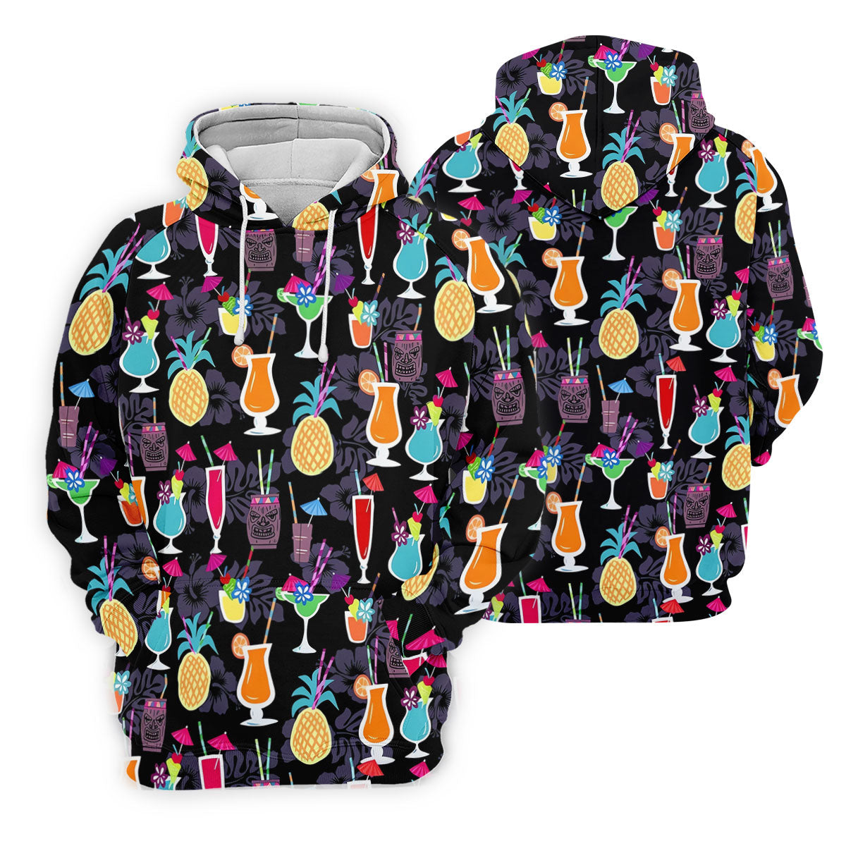 Tropical Drinks Dark Floral Cinco De Mayo Celebration Fiesta Themed Golf Tops For Men, Golf Shirts For Men
