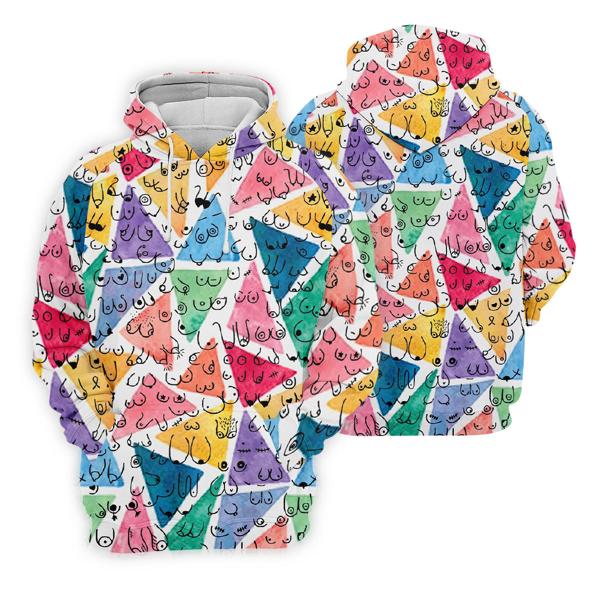 Multicolor Abstract Boob Pattern Golf Polo Shirt, Mens Golf Polo, Golf Apparel For Men