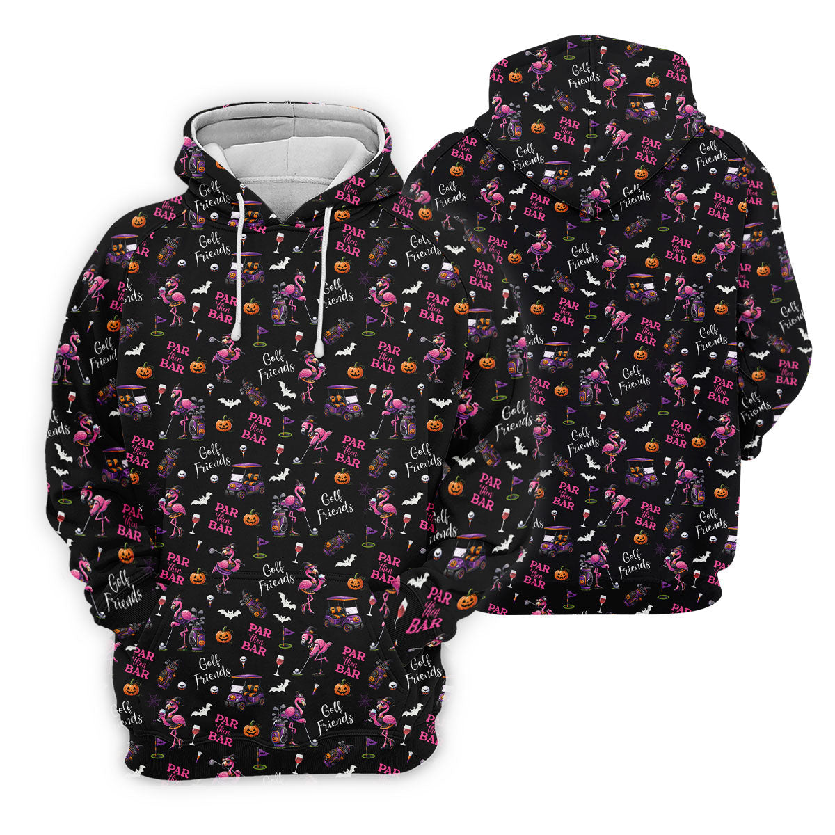 Black Par Then Bar Flamingo Halloween Shirt, Men's Golf Shirt, Hawaiian Golf Shirt
