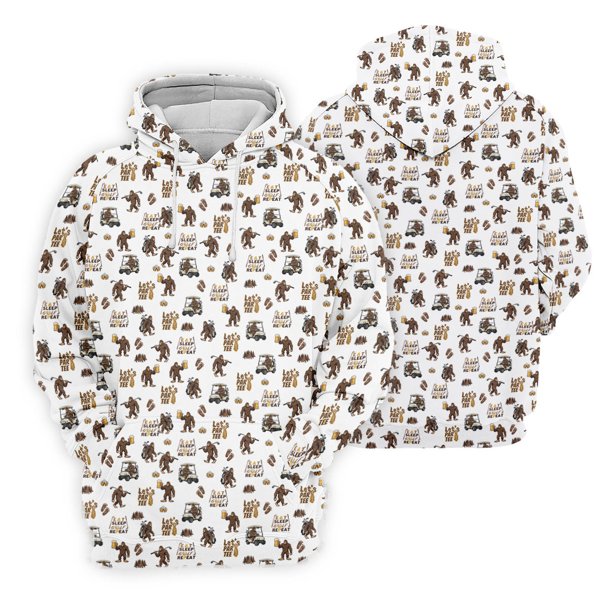 Let's Par Tee Bigfoot Golf Pattern Women's Golf Tops, Golf Shirts For Women, Women’s Golf Apparel