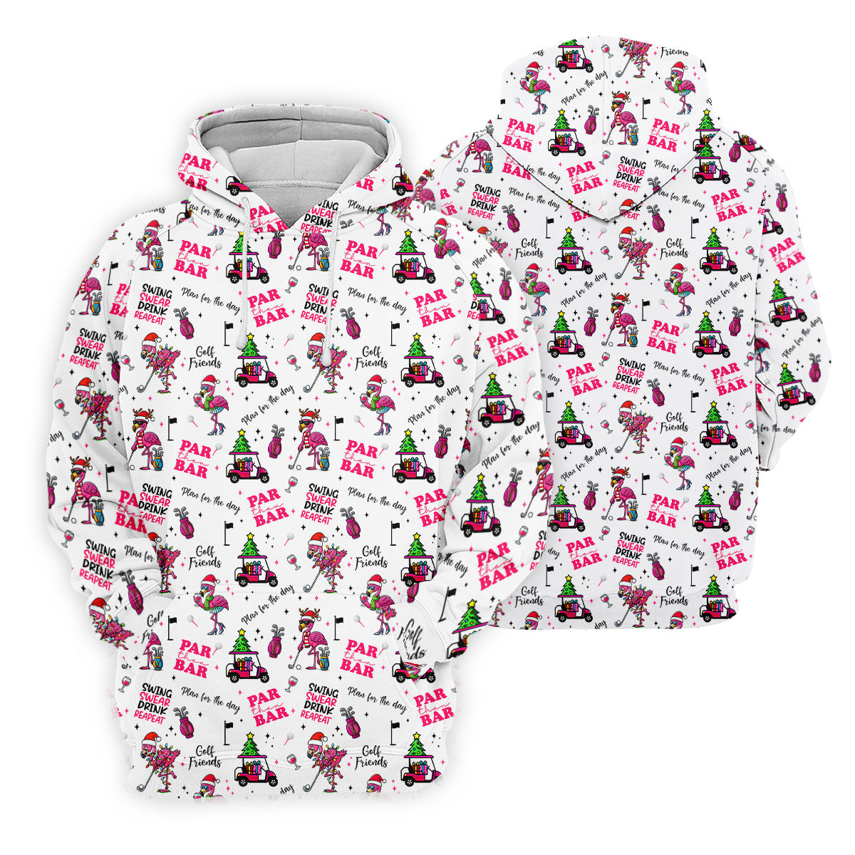 Christmas Flamingo Par Then Bar Women's Golf Shirts, Christmas Golf Shirt, Ladies Golf Shirts, Women's Golf Gifts