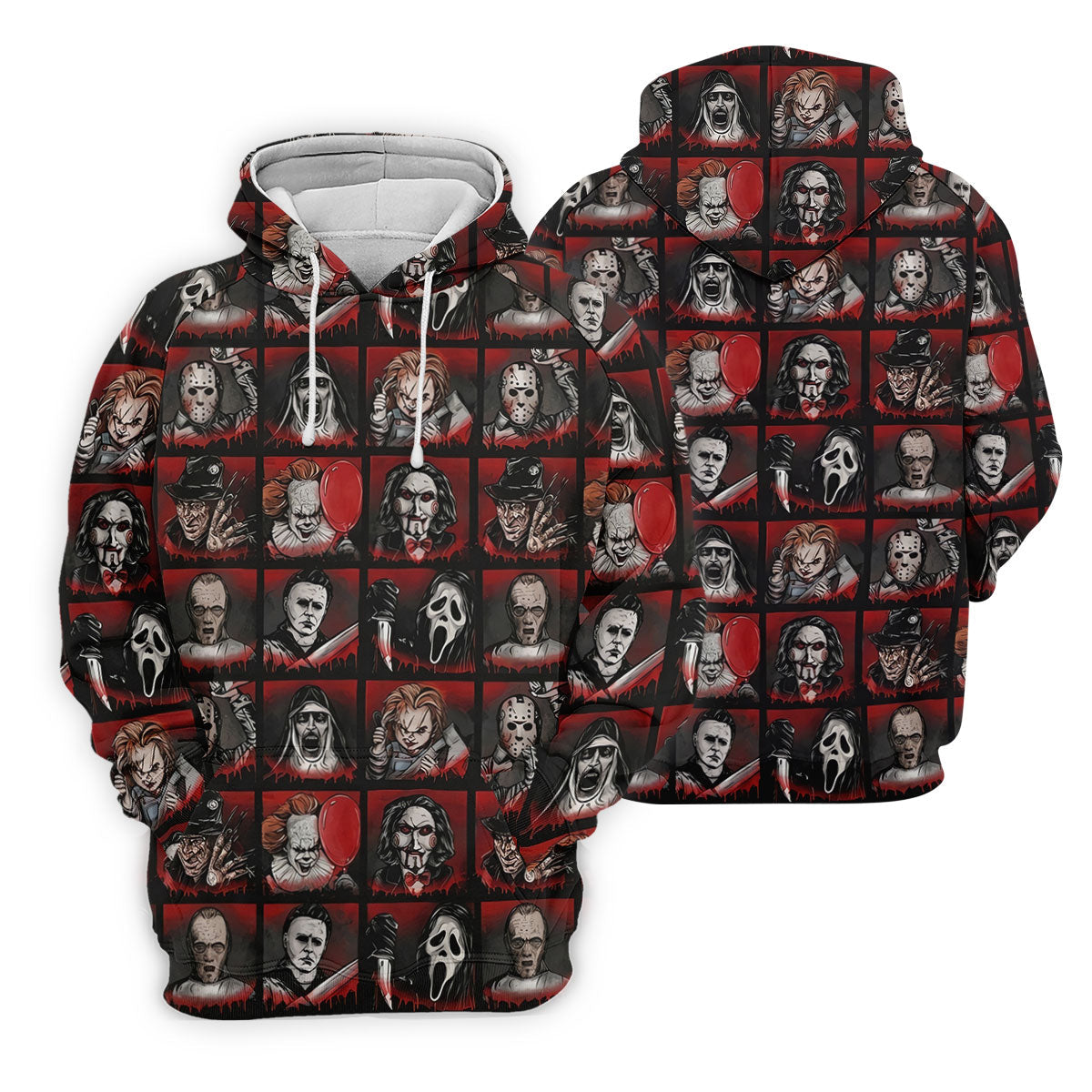 Horror Character Grid Halloween Golf Shirt, Mens Golf Polo, Golf Apparel For Men