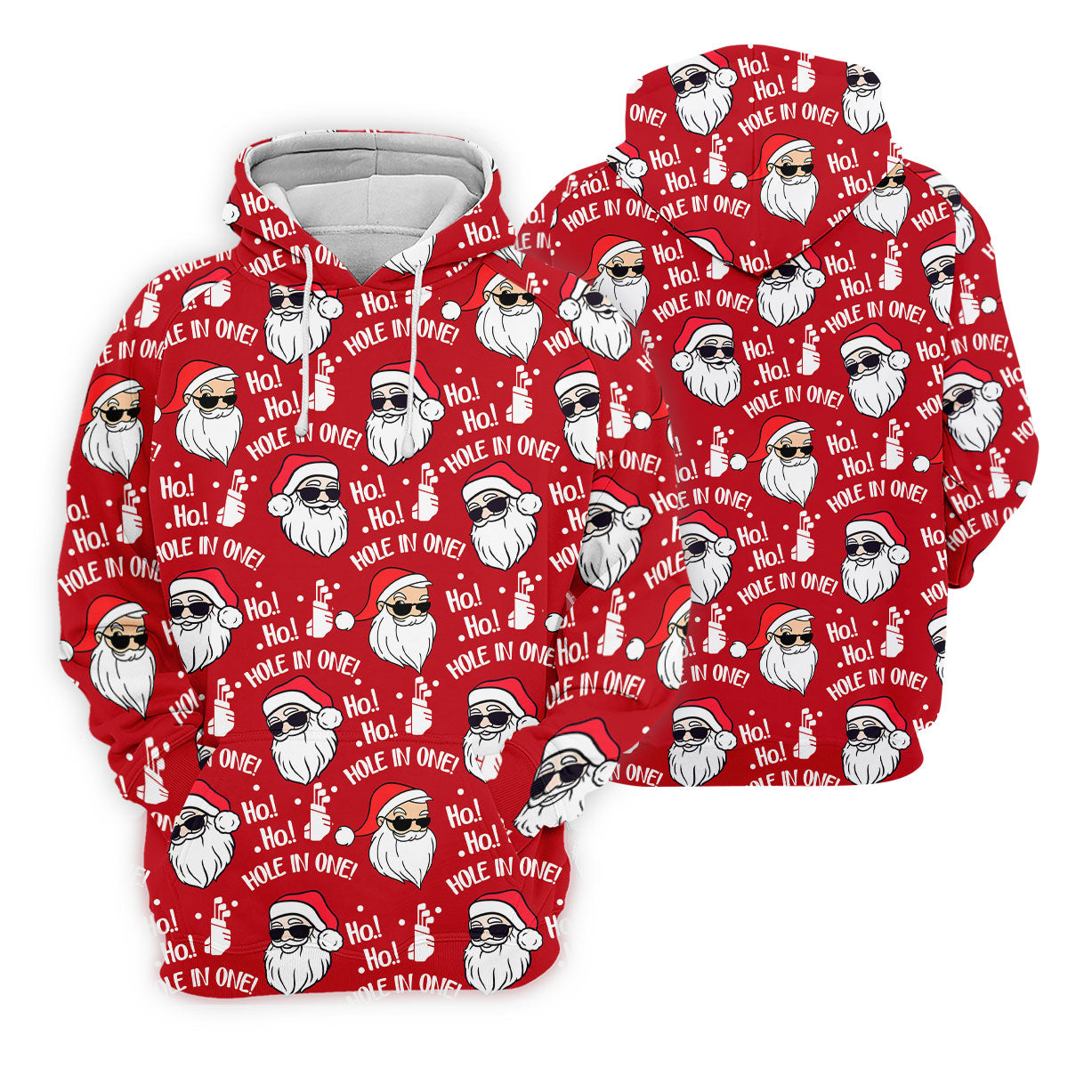 Ho Ho Hole In One Funny Santa Red Christmas Golf Tops For Men, Christmas Golf Shirt, Polo Shirts For Men