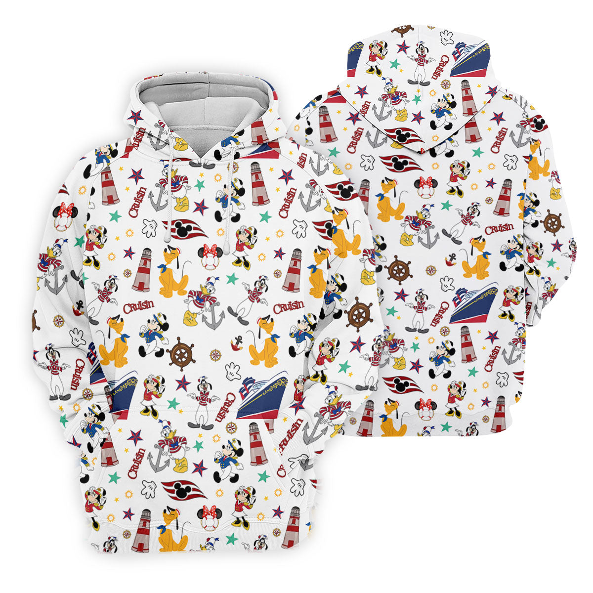 Cartoon Cruise Vacation Pattern Golf Polo Shirt, Hawaiian Golf Shirt, Golf Polo Shirts For Men