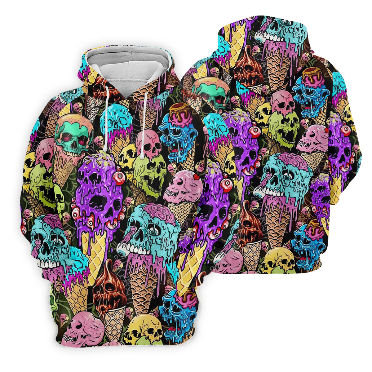 Melting Skull Ice Cream Halloween Golf Shirt, Golf Apparel For Men, Mens Golf Shirts