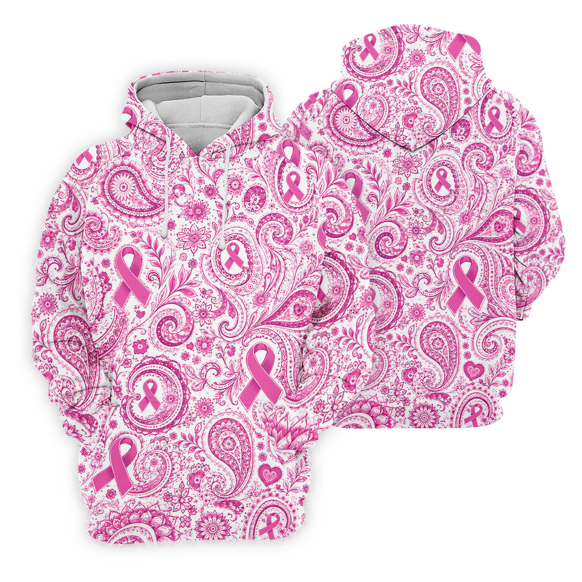 Pink Ribbon Paisley Breast Cancer Golf Polo Shirt, Women’s Golf Apparel, Ladies Golf Top