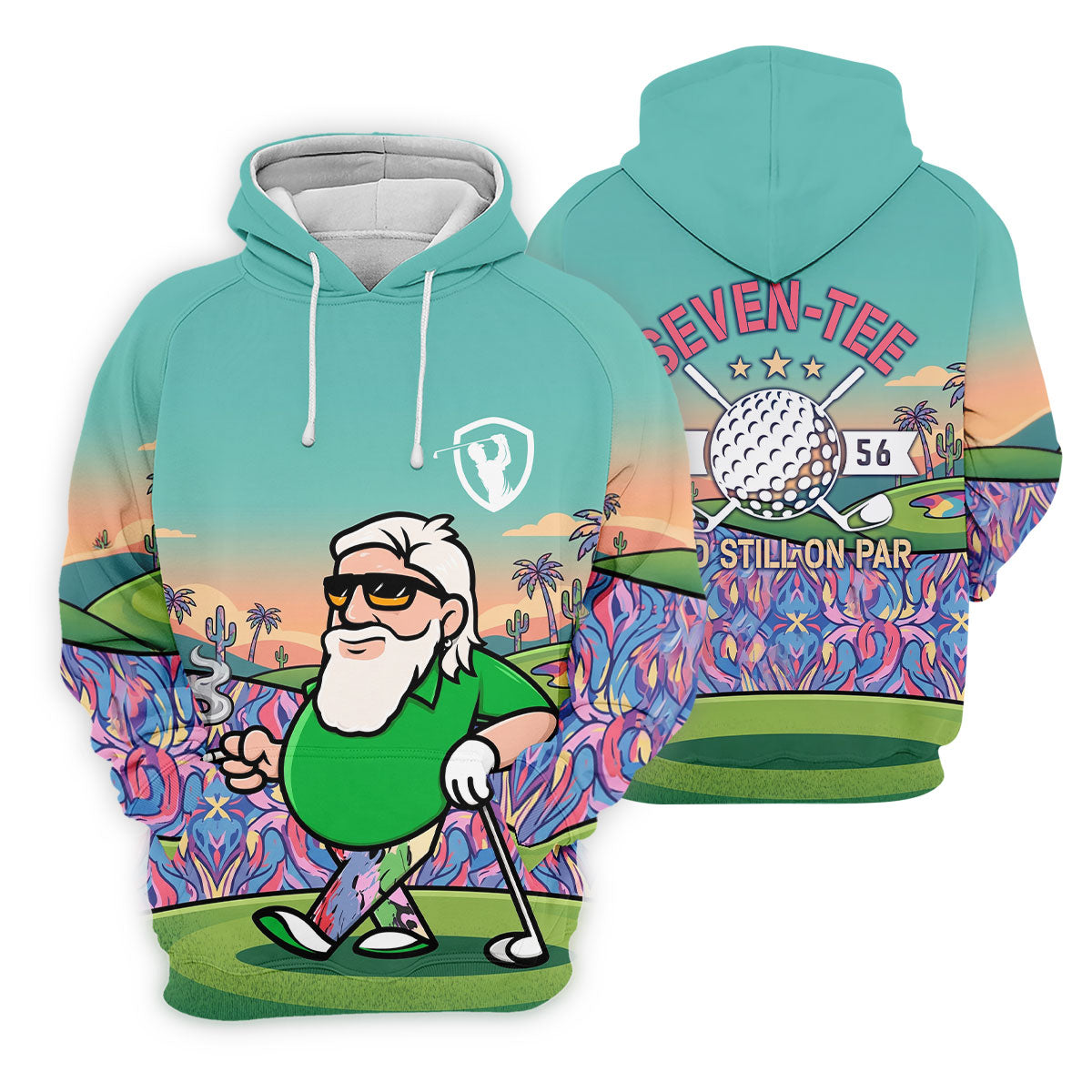 Retro Desert Bearded Golfer Men's Golf Shirt, Hawaiian Golf Shirt, Mens Golf Apparel