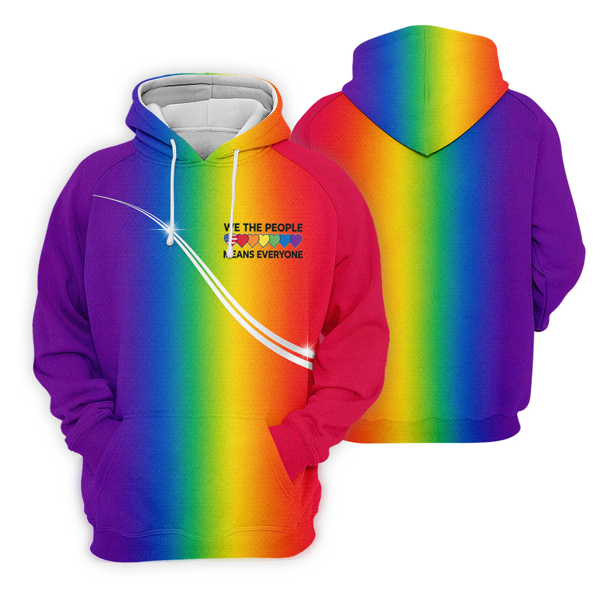 We The People Means Everyone LGBT Rainbow Gradient Ladies Golf Tops, Pride Month Golf Shirt For Women