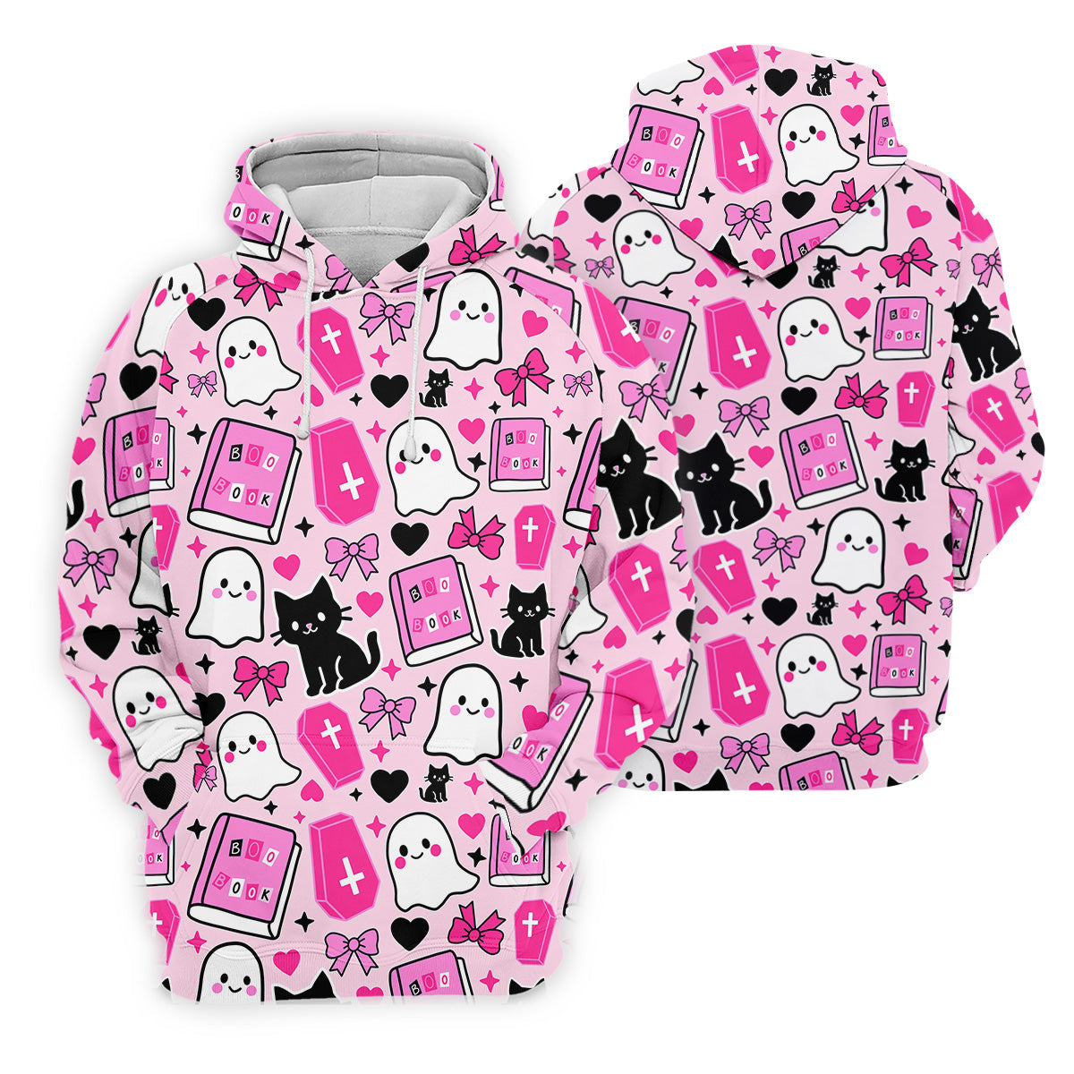 Halloween Boo And Cat Coquette Pink Golf Tops For Men, Fun Golf Shirts For Men, Polo ShirtFor Men