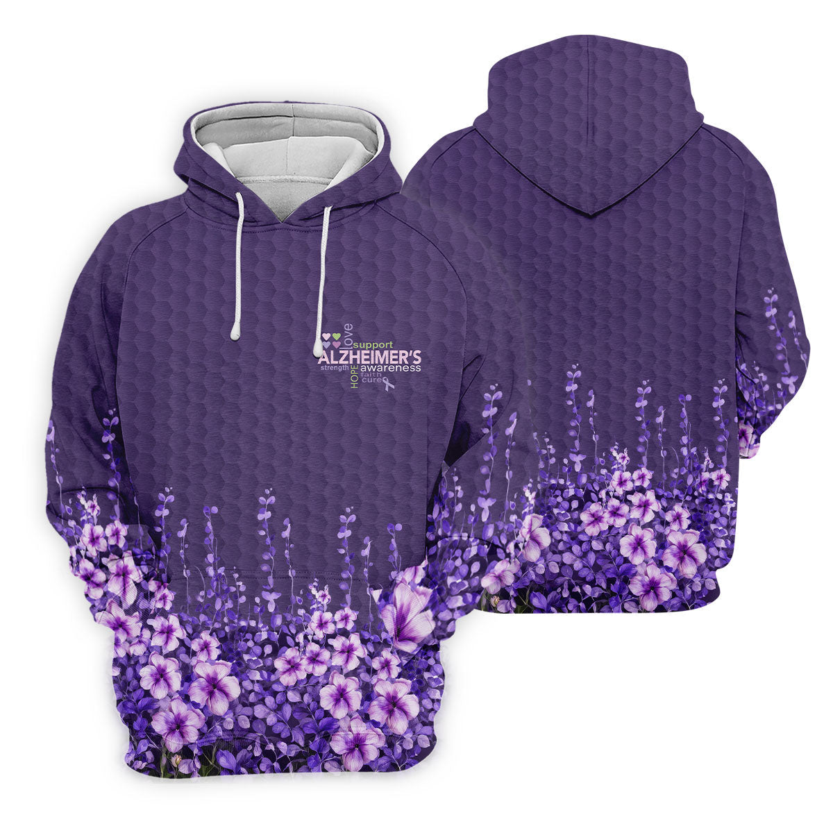 Purple Alzheimer's Awareness Floral Polo Shirt, Golf Polo Shirts For Men, Mens Golf Polo
