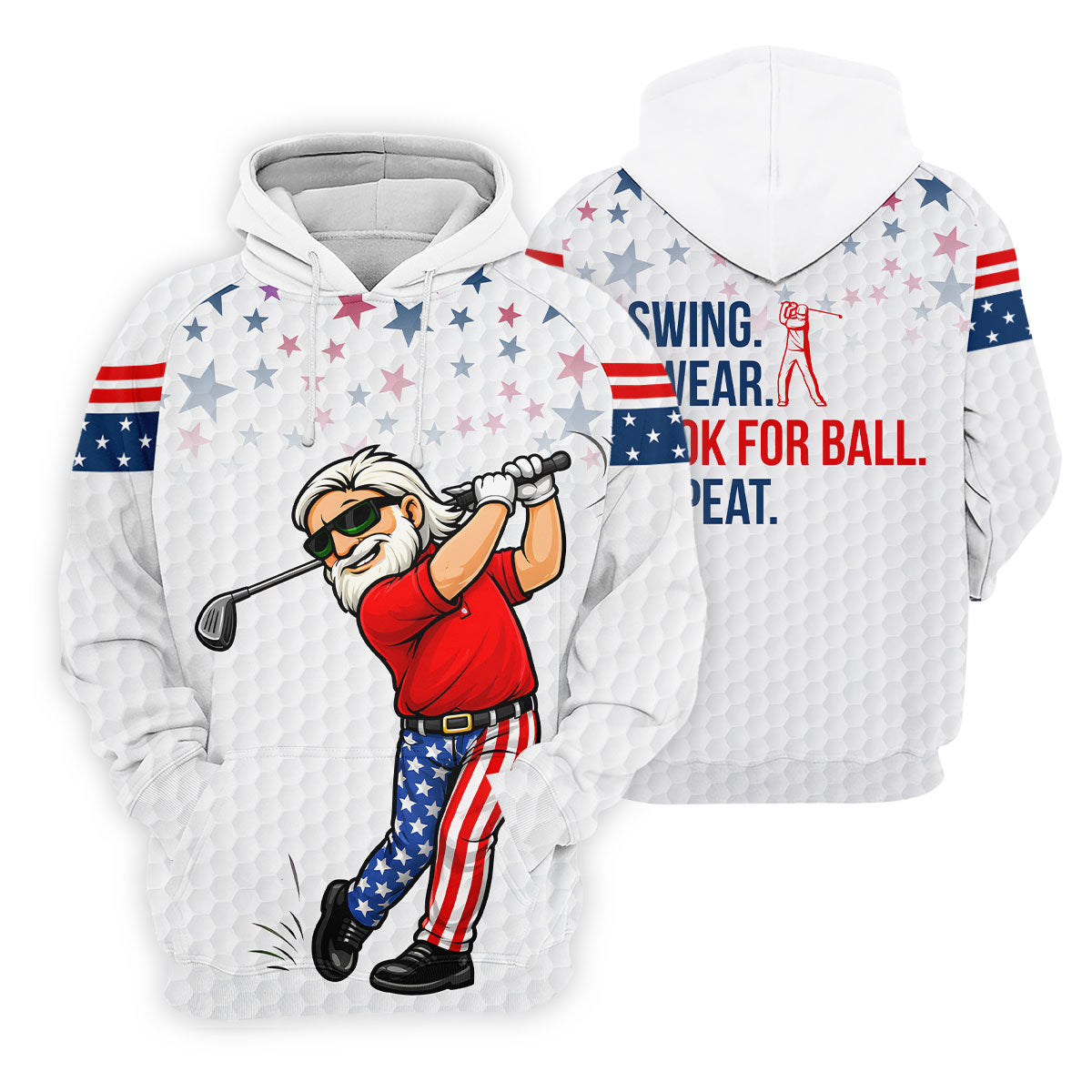 Swing Swear Look For Ball Repeat 250 Years Patriotic 4th Of July Funny Golf Shirts For Men