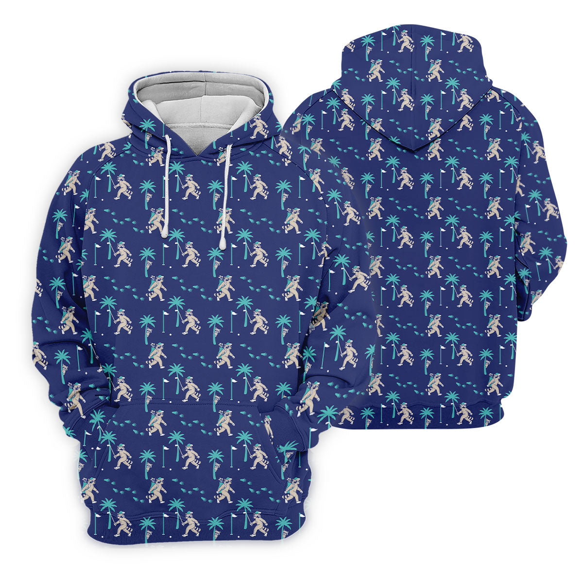 Funny Raccoon Tropical Golf Pattern Polo Shirt, Men's Golf Shirt, Golf Apparel For Men