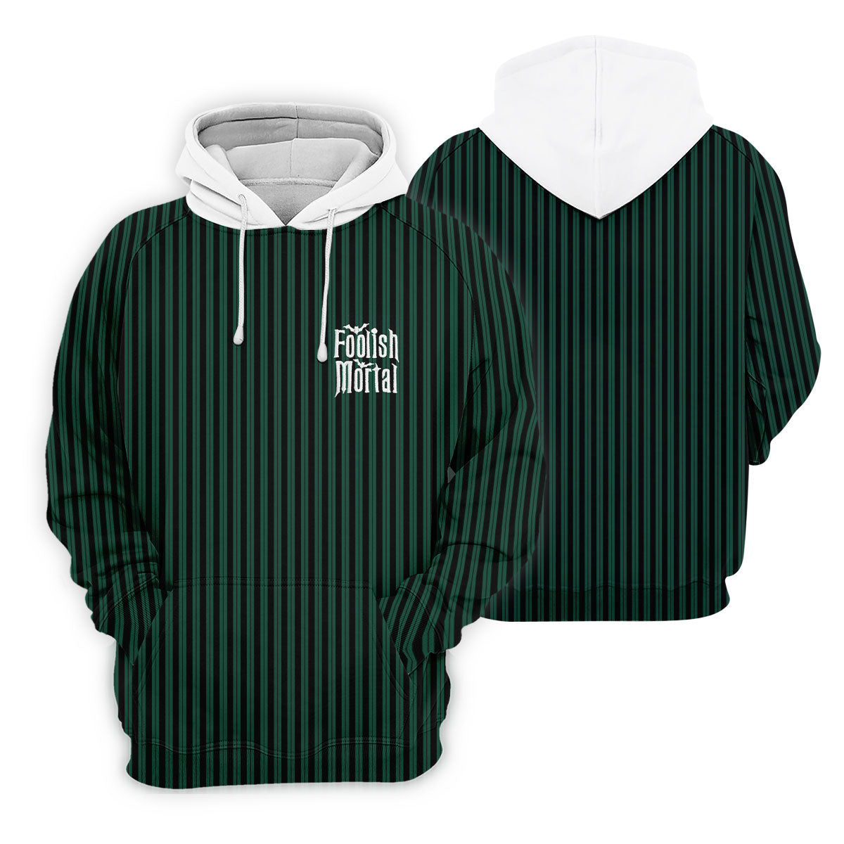 Green Foolish Mortal Striped Golf Polo Shirt, Men's Golf Shirt, Halloween Shirt For Men