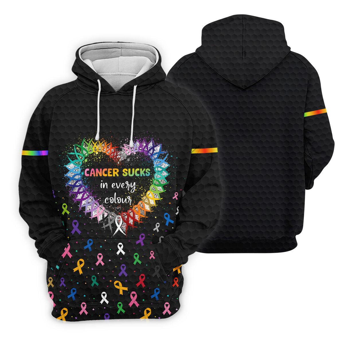 Cancer Sucks In Every Colour Awareness Ribbon Golf Polo Shirt, Golf Tops For Women
