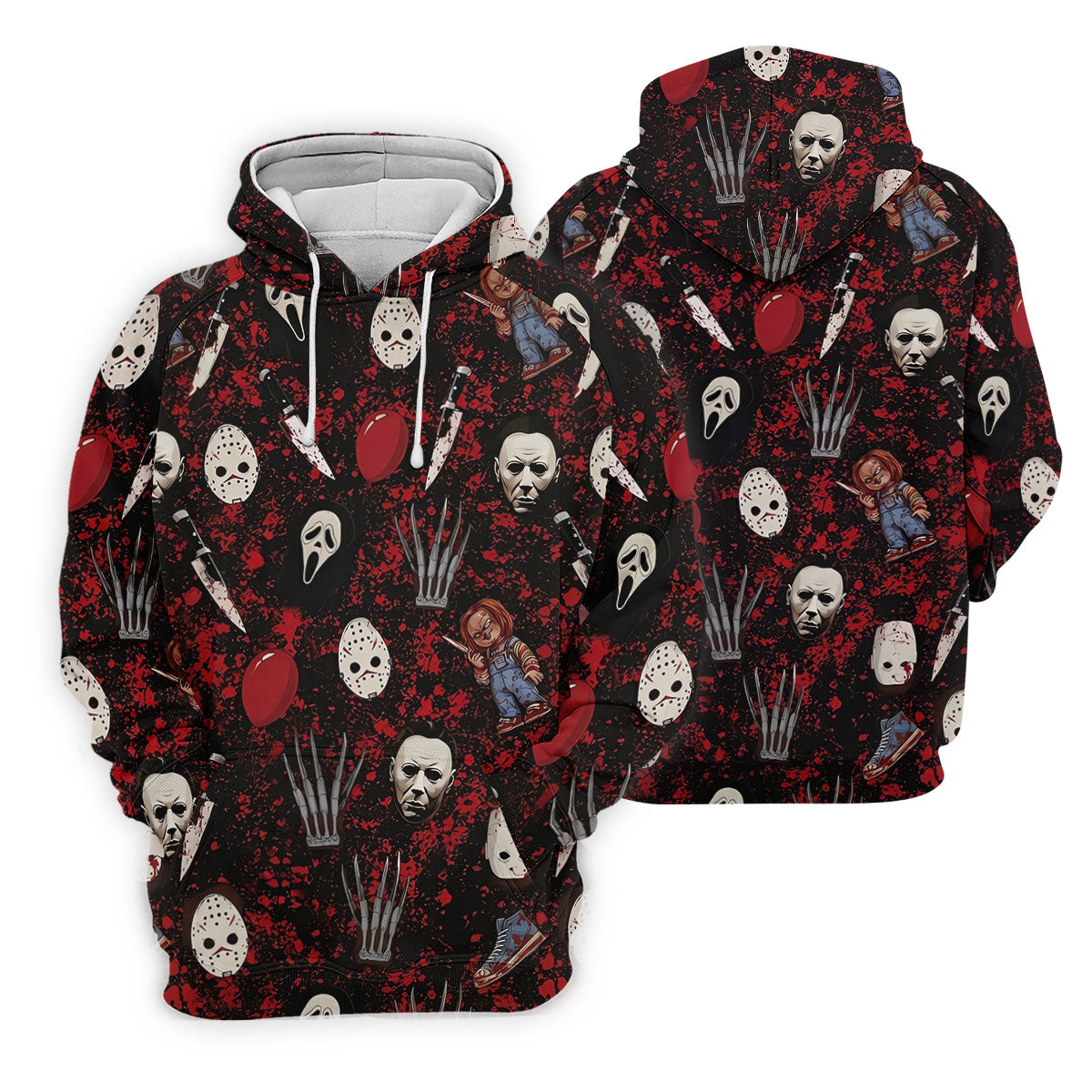 Halloween Horror Character Mask Pattern Hawaiian Golf Shirt, Women's Golf Tops, Golf Polo For Women