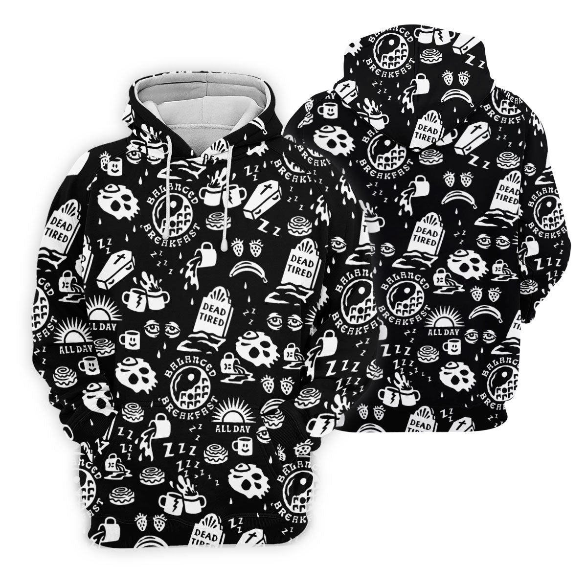 Dead Tired Coffee Breakfast Pattern Golf Shirt, Women's Golf Tops, Golf Shirts For Women