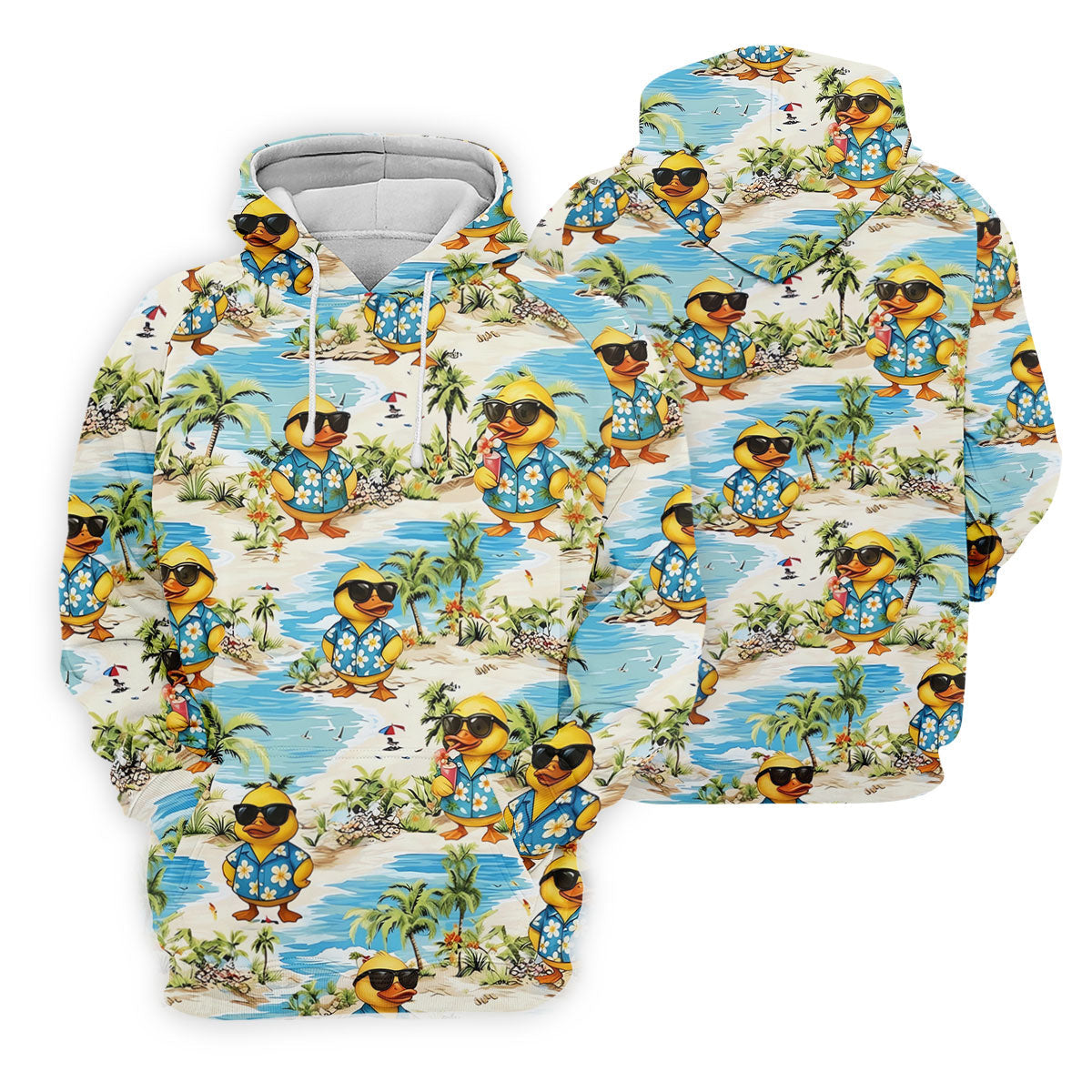 Cute Funny Duck Hawaiian Golf Shirt, Beach Theme Women's Golf Tops, Ladies Golf Shirts