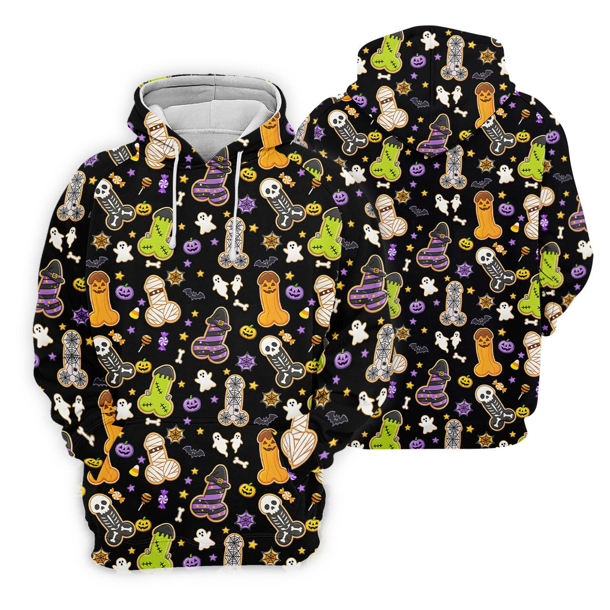 Funny Adult Halloween Cookie Pattern Polo Shirt, Men's Golf Shirt, Printed Golf Shirts