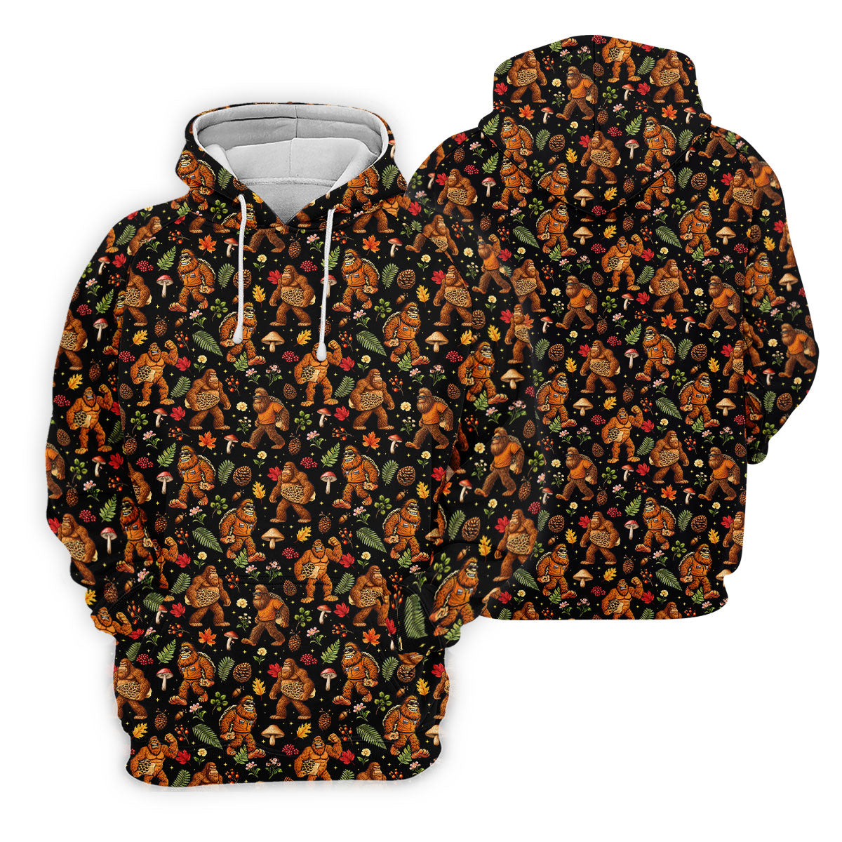 Autumn Bigfoot Forest Pattern Polo Shirt, Mens Golf Apparel, Hawaiian Golf Shirt, Printed Golf Shirts